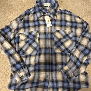 By Together Blue and Tan Flannel Shirt